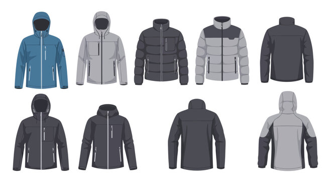 Variety of modern hooded jackets.