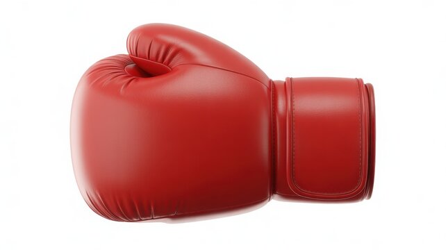 Single red boxing glove isolated on white background