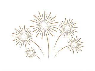 Fototapeta premium Golden Firework Bursts Against Dark Night Sky Isolated on transparent background