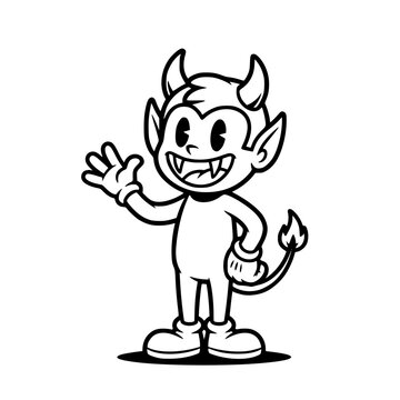 Friendly devil cartoon character vector illustration