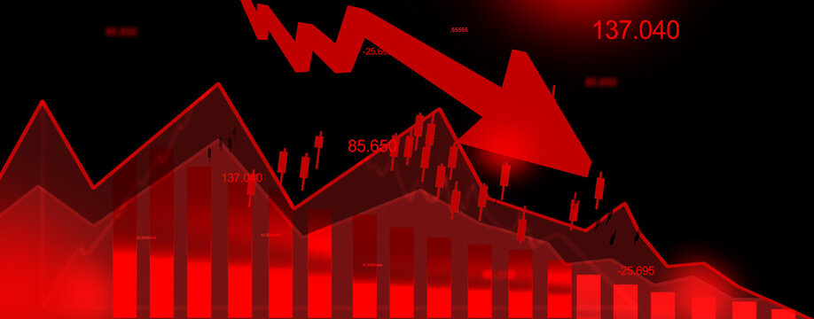 Stock Market Crash Background with Falling Arrow, Bearish Trend and Financial Market Downturn Concept Animation 4K