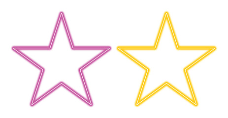 Obraz premium Two neon stars shining brightly on transparent background for web design