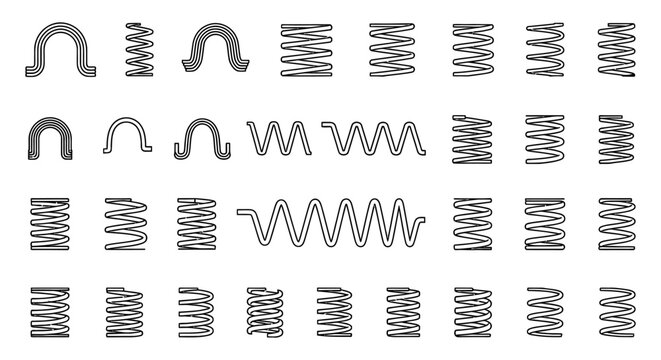 collection of various types of springs and coils a set of linear and curved springs