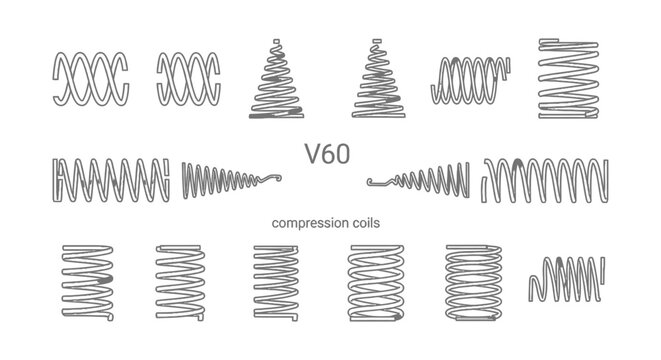 various types of schematic line art compression coil springs v60 springs
