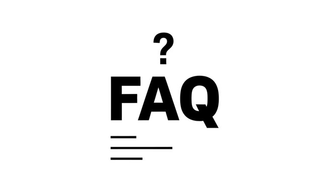 FAQ text with question mark icon, frequently asked questions vector illustration.