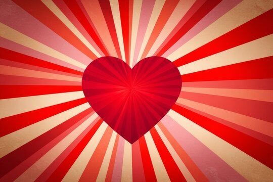 A red heart featuring sunburst rays that radiate outward, a bold symbol of love and warmth