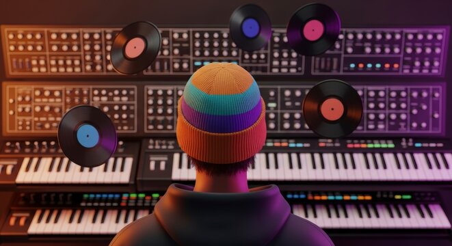 Music Producer Working on Sound Equipment.