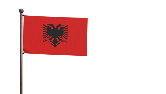 3D Albania flag render on transparent background with large copy space for news and political concepts
