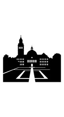 Obraz premium Minimalist silhouette of historic architectural building with dome