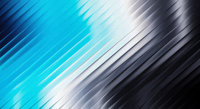 Abstract background with diagonal lines in blue and grey gradient, modern geometric pattern with metallic texture