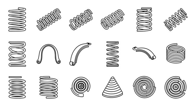 collection of various types of springs and coils for industrial use