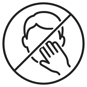 Minimalist Outline Illustration Do Not Touch Face Warning Prevention Icon