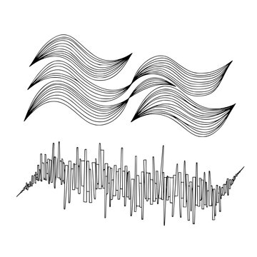 Vector illustration of wavy lines and sound wave pattern