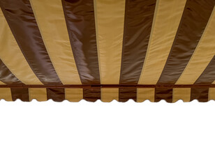 Two tone brown canvas awning, Inner view isolated on white background © Supachai