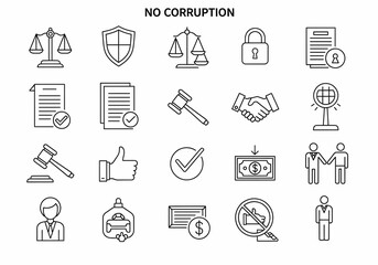 Fototapeta premium Justice Icons: Scales, Shields, and Shakes