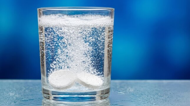 Effervescent Tablets Dissolving in Water Effervescent Tablets Dissolving Water Glass Bubbles Medicine. Concept featuring effervescent, tablets, dissolving, water, glass for professional commercial ...