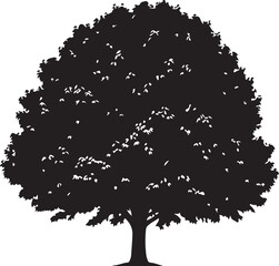 Fototapeta premium Tree silhouette, black tree icon, tree shape, foliage illustration