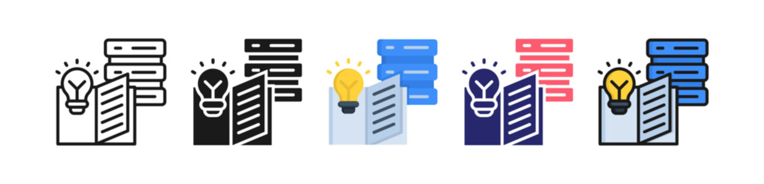 Knowledge Base Multiple Style Icon Set Collection. 