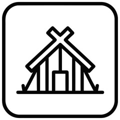 Simple Line Art Indigenous Tent Building Dwelling Structure Icon © Ali Aminudin