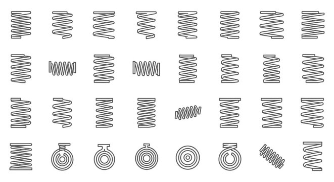 collection of various spring types and designs isolated on white background