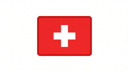 Obraz premium Flat icon illustration of a red medical first aid kit box