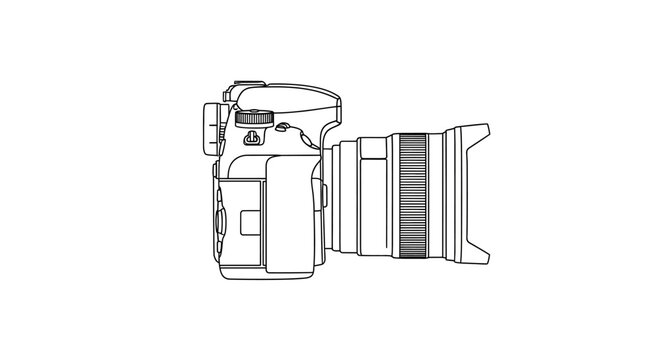 Digital SLR Camera Line Art Illustration
