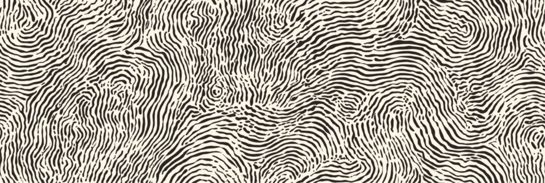 Abstract seamless pattern creating organic digital ink lines resembling fingerprints. Abstract seamless pattern with digital ink fingerprint lines