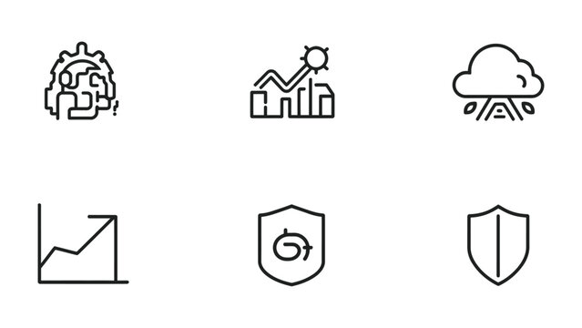 Abstract Line Icons Set: A clean and concise set of abstract line icons, designed for use in a variety of contexts, offering versatility and visual clarity.