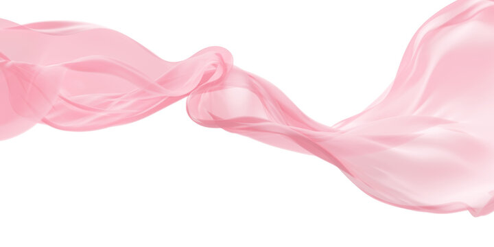 Pink sheer fabric flowing in the wind isolated on transparent background transparent cloth 3D render