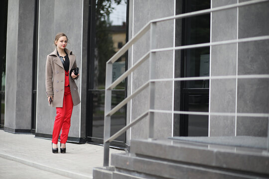 Cute businesswoman outdoor