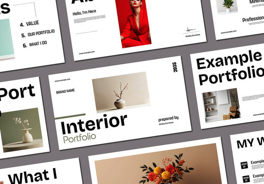 Minimal Interior Design Portfolio Presentation Template With Modern Layout