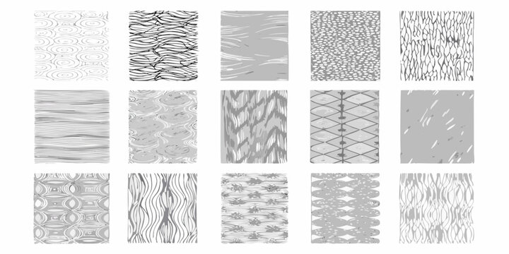 Collection of abstract grayscale patterns arranged in a rectangular grid