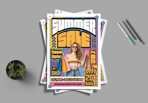 Vibrant Summer Shopping Sale Poster Design