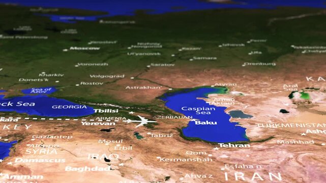 Flight From Andorra la Vella ANDORRA Dushanbe TAJIKISTAN with flag pins