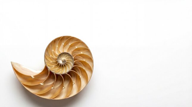 Cross section of a nautilus shell isolated on a white background
