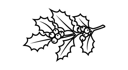 Naklejka premium A hand-drawn illustration of a holly sprig with berries, perfect for festive and winter designs