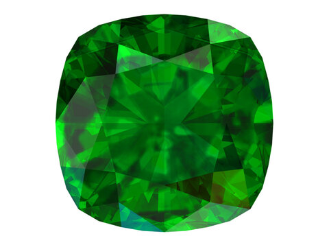 Radiant Green Gemstone, Captivating transparent background featuring a brilliant, faceted emerald gemstone with intense, vibrant green hues and mesmerizing refractive patterns.
