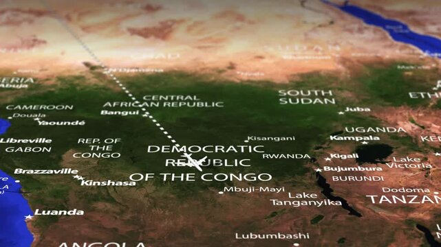 Flight From Andorra la Vella ANDORRA Maputo MOZAMBIQUE with flag pins