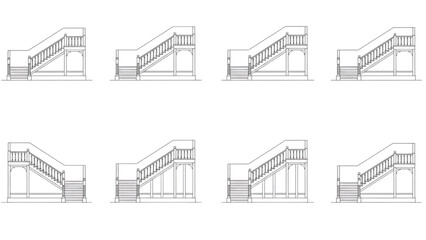 Fototapeta premium Staircase design a series of detailed architectural drawings