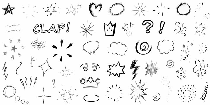 Collection of hand drawn doodle elements and decorative sketch symbols