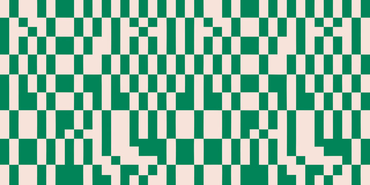 Abstract pattern of vertical green and beige rectangles creating a wavy effect