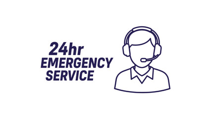 Fototapeta premium Line art icon of a person wearing a headset next to 