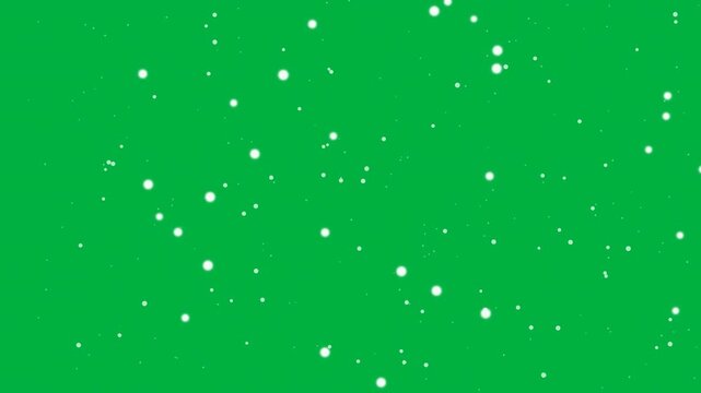 A lively green background adorned with scattered white dots, mimicking falling snowflakes