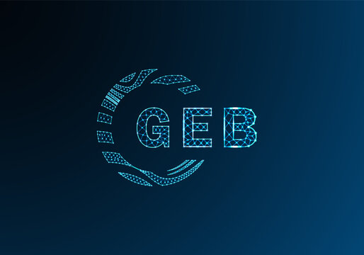 GEB low poly letter logo vector design. GEB lower poly logo design. GEB unique low poly logo design.