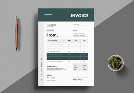 Business Invoice Template with Clean Corporate Layout