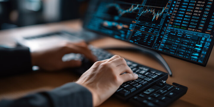 Fintech innovators conduct compliance audit using blockchain technology in a modern workspace Generative AI