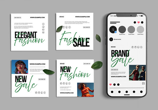 Modern Fashion Social Media Post Set