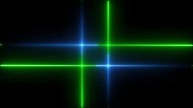 Abstract techno background with blue neon lights. Striped texture in cross shape for innovation concept. Seamless loop.4k video