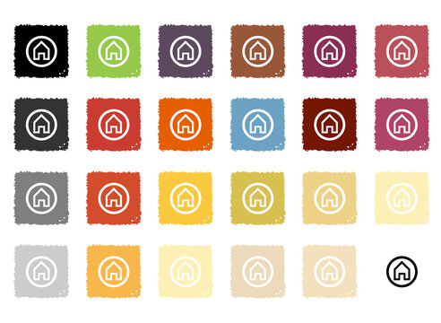 Call To Action Buttons / Web design / Square / Home / Autumn Color SetCTA / ボタン セット17 筆タッチ 秋色 四角 ホーム