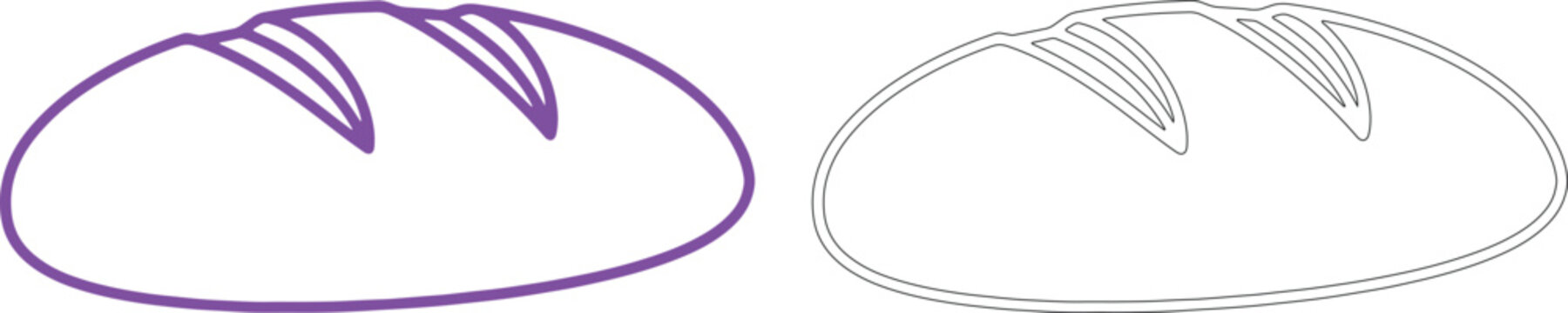 Purple and black outline loaf of bread food baking